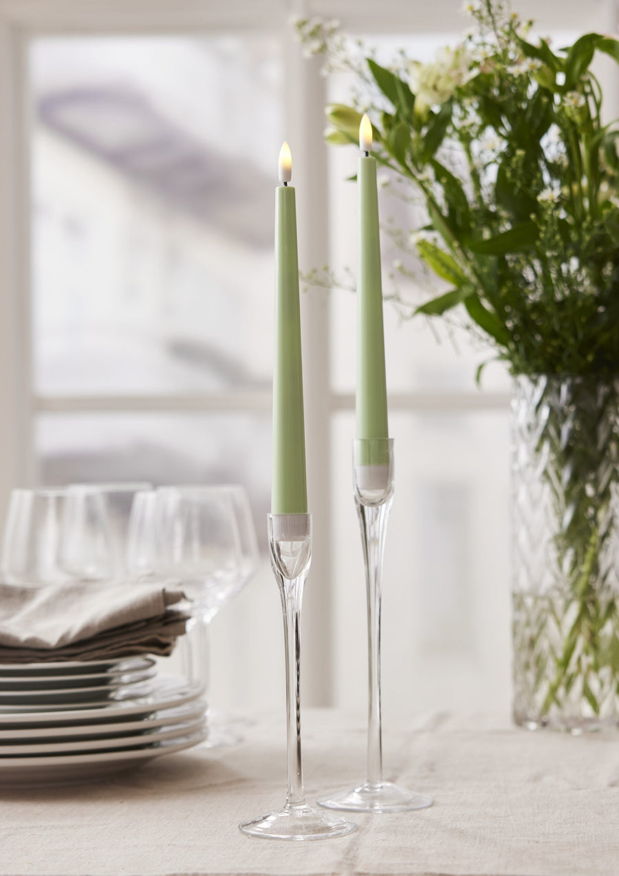 LED Antikljus ljusgrön – 2-pack med timer - bild 1