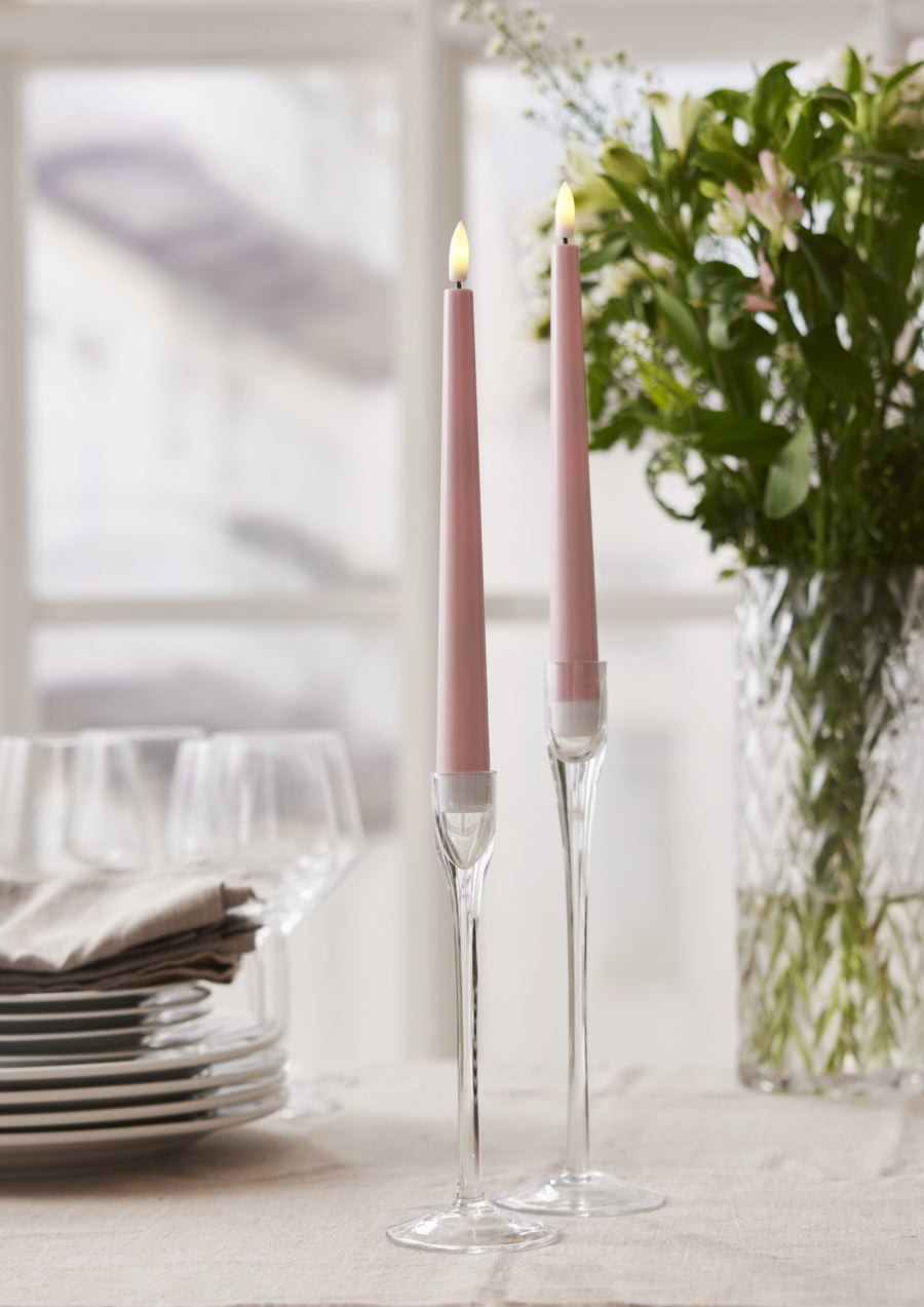 LED Antikljus rosa – 2-pack med timer - bild 1