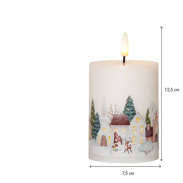 LED-blockljus med vackert vinterlandskap och timer - bild 3