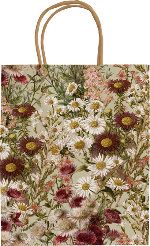 Presentpåse höstblommor – presentpåse i papp, 19x24x8 cm