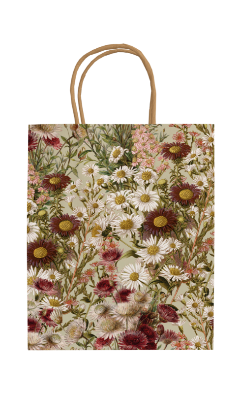 Presentpåse höstblommor – presentpåse i papp, 19x24x8 cm