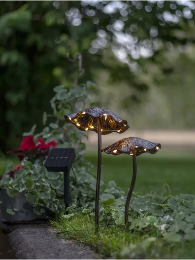 Solcellsdekoration svampar med LED – trädgård & balkong