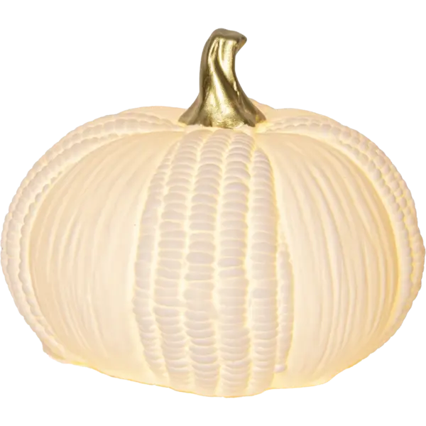 Pumpa i porslin med LED – vit bordsdekoration - bild 2