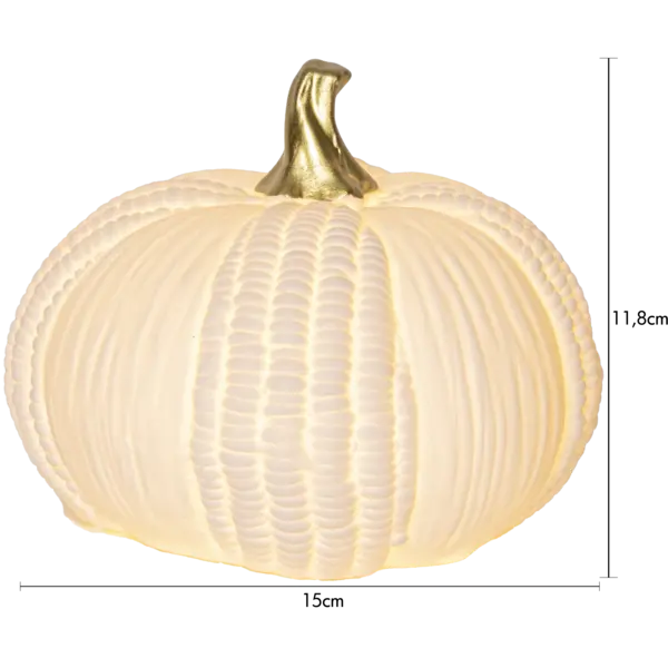Pumpa i porslin med LED – vit bordsdekoration - bild 3