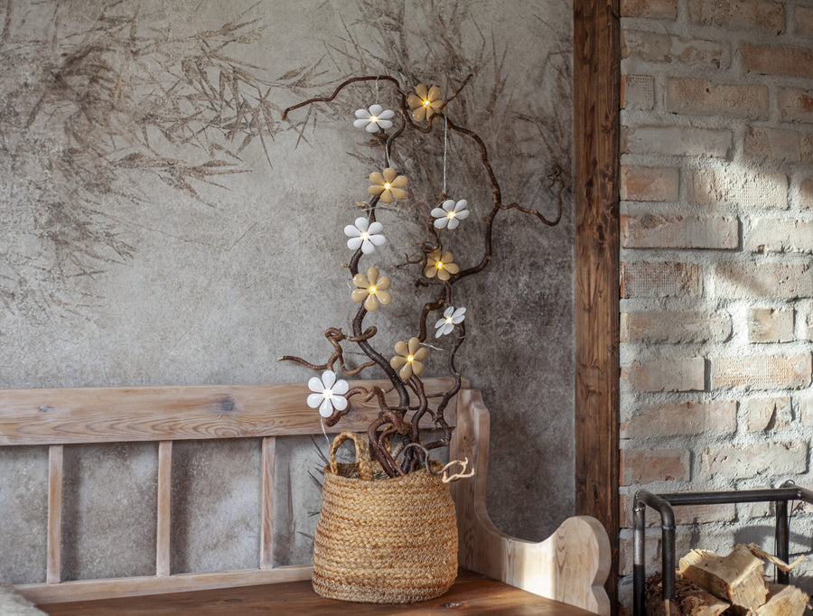 Ljusslinga med blommor i vit & beige - bild 2