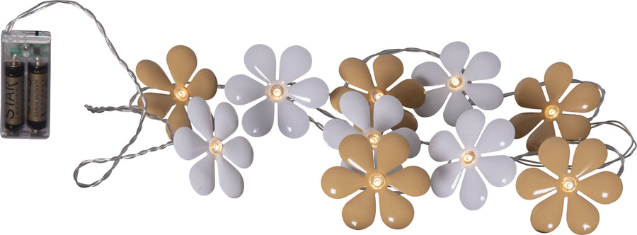 Ljusslinga med blommor i vit & beige - bild 1