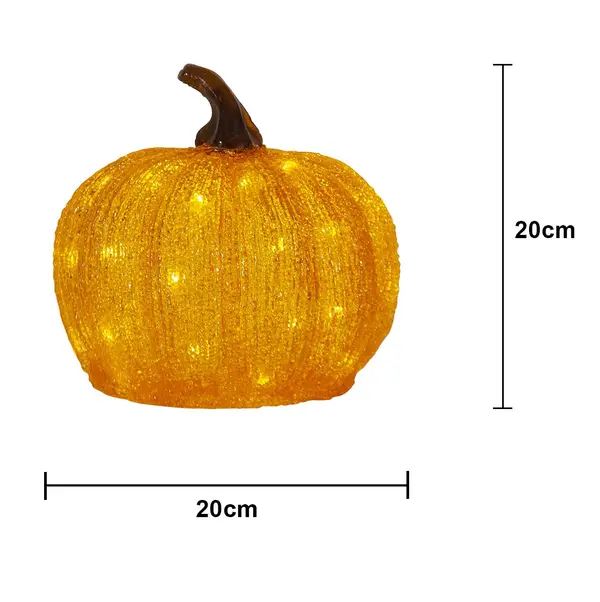 Dekorativ pumpa med LED-belysning – orange, 20 cm - bild 3
