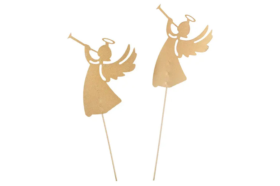 Ängel på stick guld – Dekoration till julblommor - bild 2