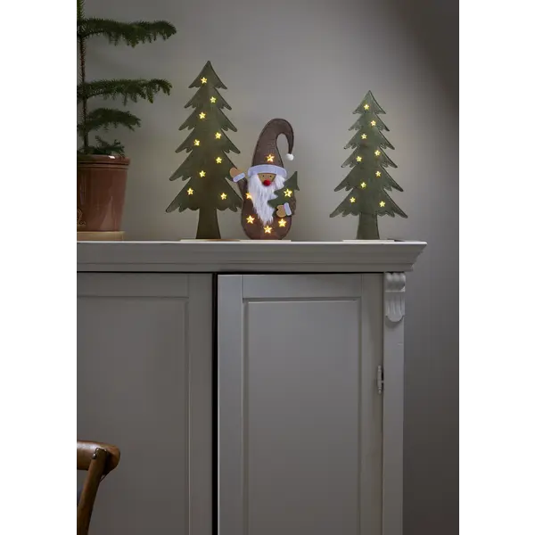 Vinkande tomte i filt – LED-ljus och timer, 30 cm - bild 2