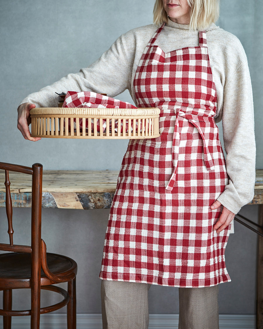 Ingrid Förkläde röd/vit - bild 2
