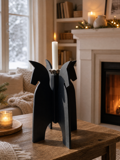 Forsbyhästen – Handgjord ljusstake från Gävle – svart