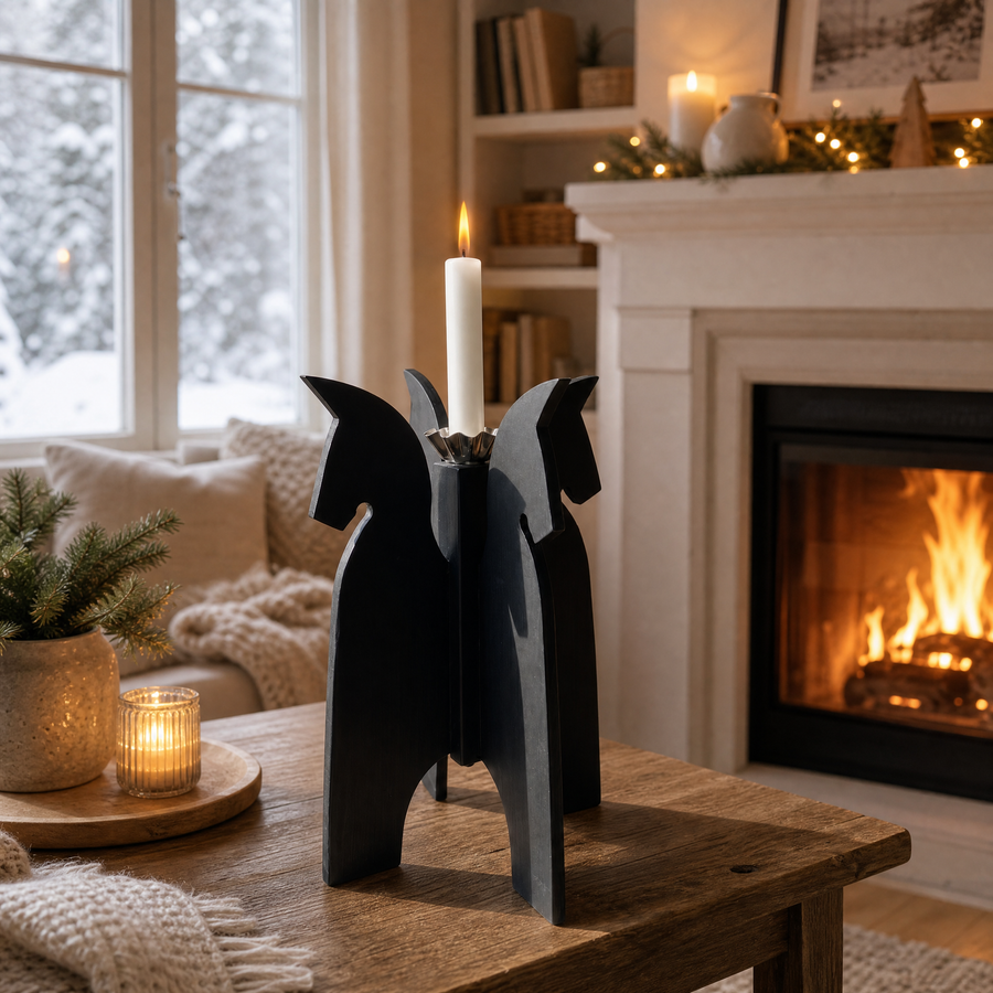 Forsbyhästen – Handgjord ljusstake från Gävle – svart - bild 1