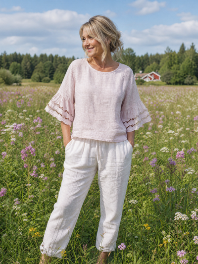 Linneblus Ronja - gammelrosa