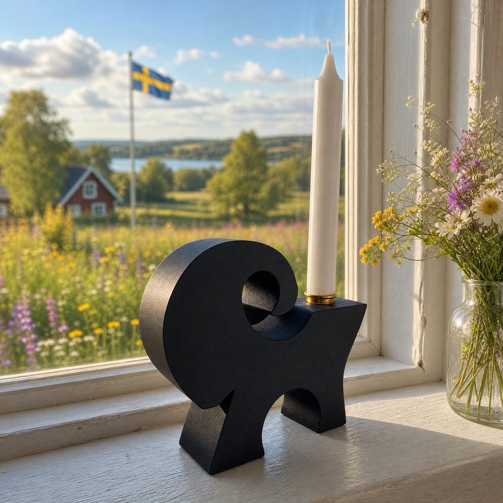 Den lilla bocken – Handgjord ljusstake från Gävle – svart