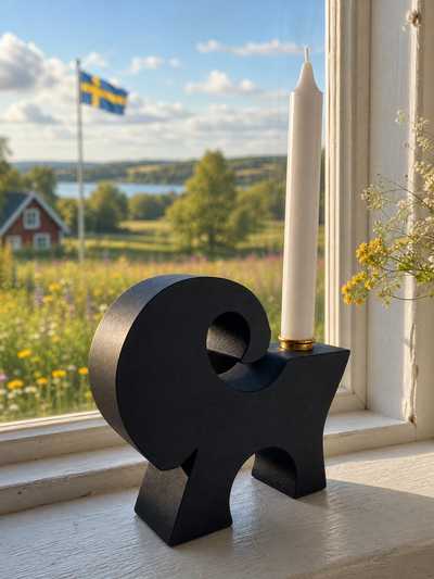 Den lilla bocken – Handgjord ljusstake från Gävle – svart