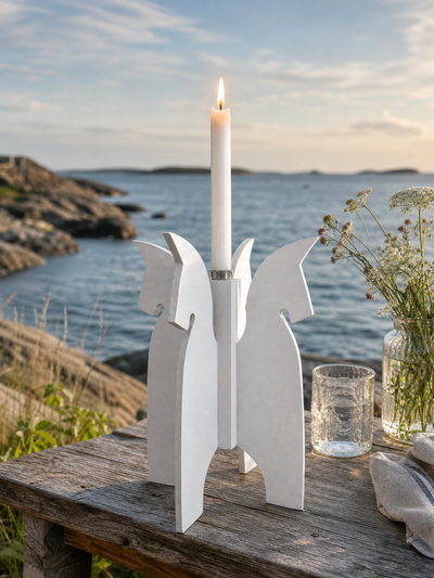 Forsbyhästen – Handgjord ljusstake i Gävle – vit