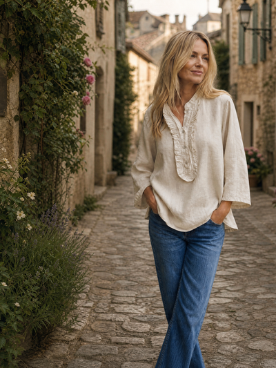 Smock Linen blouse - Beige