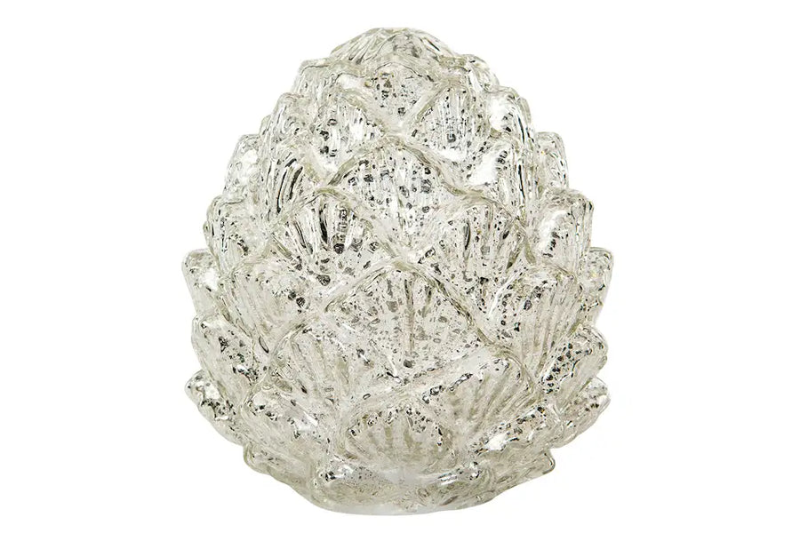 Glaskotte i fattigmanssilver med LED-ljus – 20 cm - bild 2