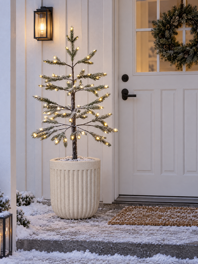 Gran med snö och LED-ljus – 120 cm