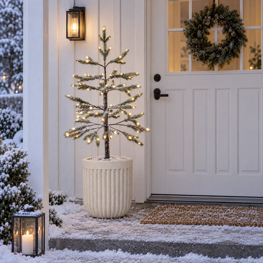 Gran med snö och LED-ljus – 120 cm - bild 1