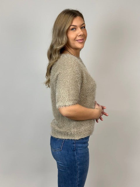 Stickad tröja - Parisa - Taupe - bild 2