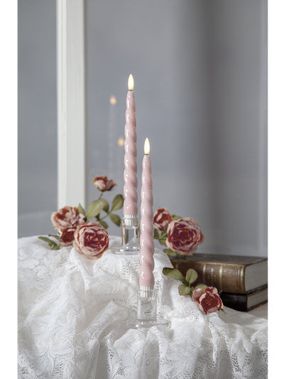 LED Antikljus 2- pack Flame shine - rosa