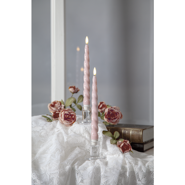LED Antikljus 2- pack Flame shine - rosa - bild 1