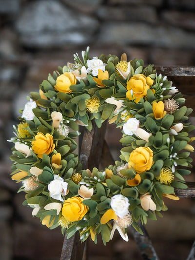 Krans med blommor - gul