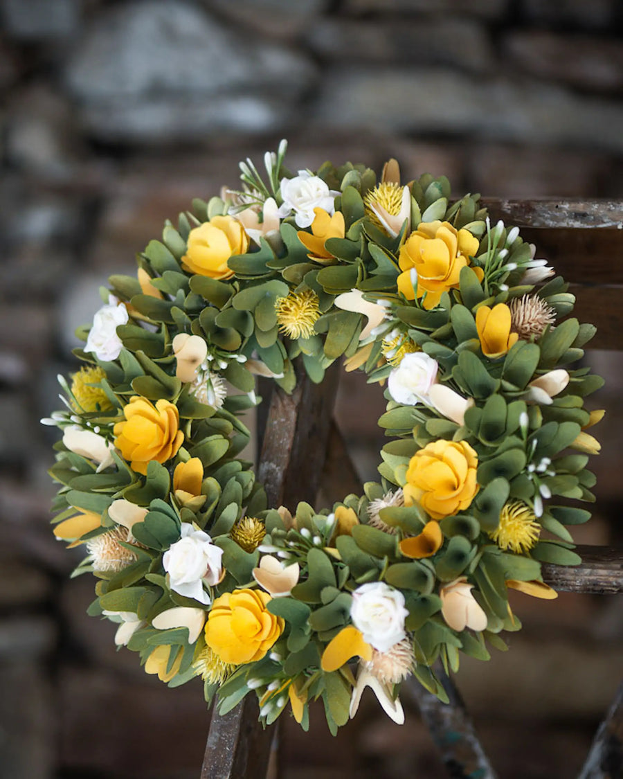 Krans med blommor - gul - bild 1