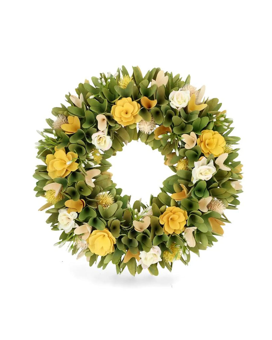 Krans med blommor - gul - bild 2