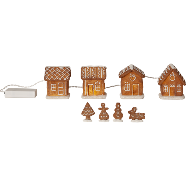 Ljusslinga med pepparkakshus – LED-dekorationsset för advent & jul - bild 2