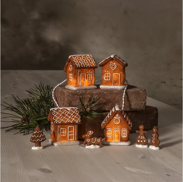 Ljusslinga med pepparkakshus – LED-dekorationsset för advent & jul - bild 1