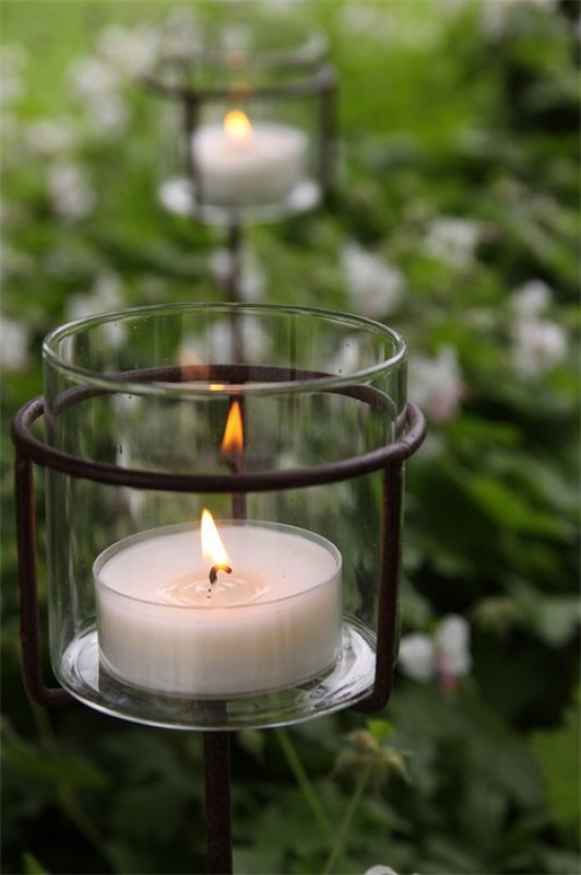 Värmeljushållare med glas i rostigt järn – Eldgarden - bild 1