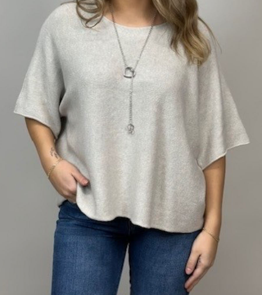 Ponchotröja beige – mjuk onesize i viscose och cashmere - bild 2
