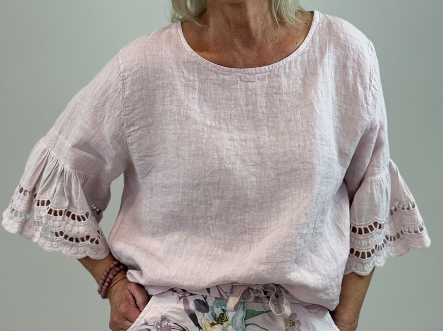 Linneblus Ronja - gammelrosa | Luftig damblus i 100% linne - bild 2