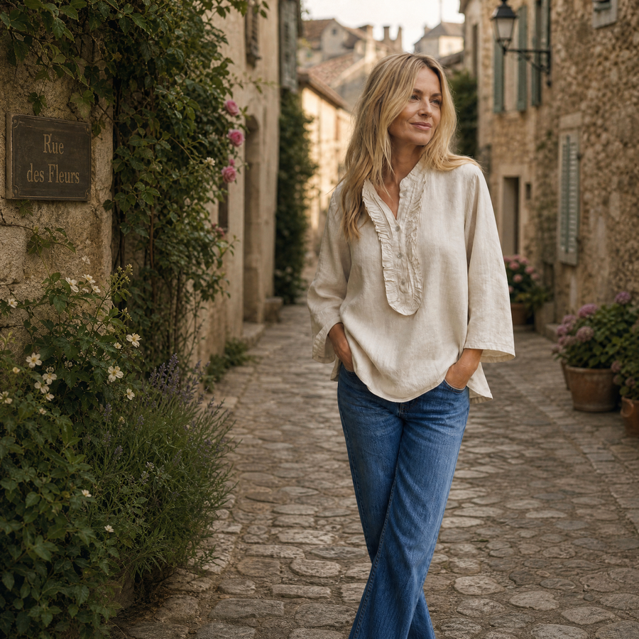Smock Linen blouse - Beige - bild 1