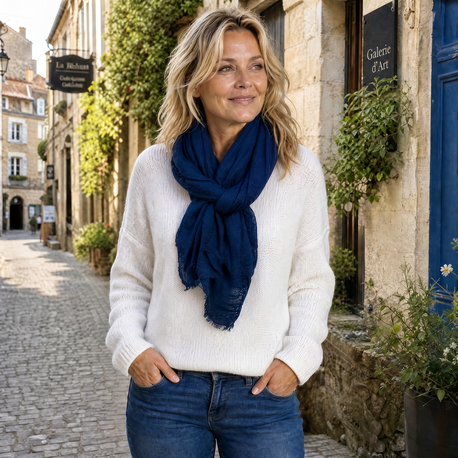 Sjal i 100% viskos – marin - bild 1