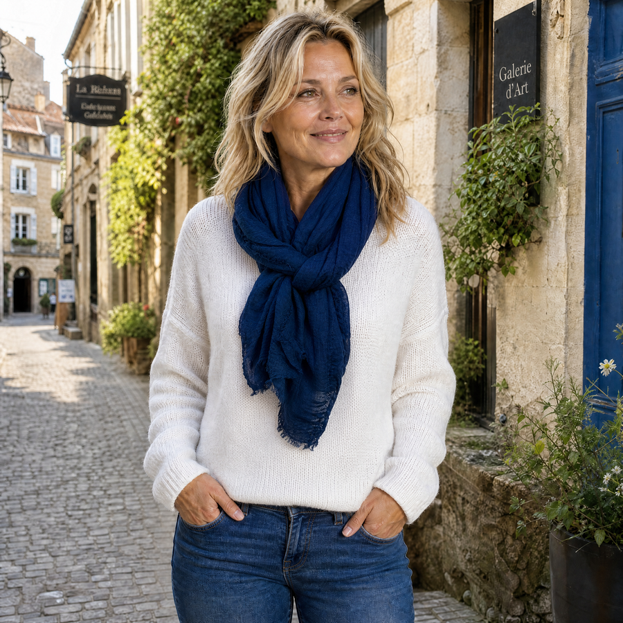 Sjal i 100% viskos – marin - bild 1