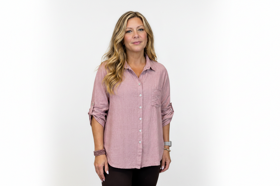 Bomullsblus – Dusty Rose – One Size - bild 2