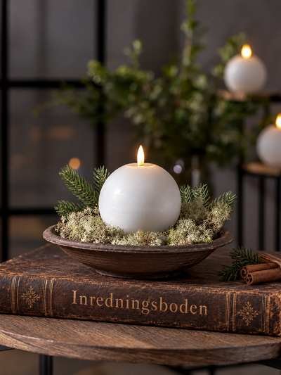 Klotljus LED vitt – vaxljus med timer, Ø10 cm