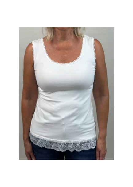 Linne med spets – vit, onesize i stretch-viscose - bild 2