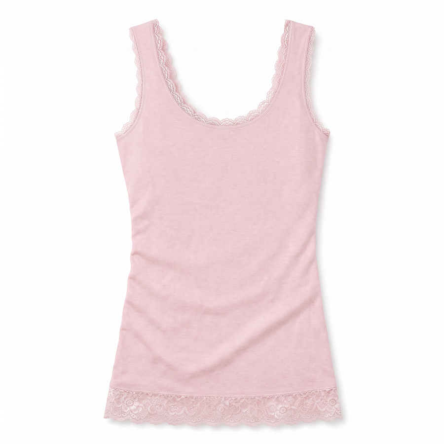 Linne med spets – rosa, onesize i stretch-viscose - bild 2