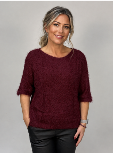 Parisa stickad tröja – vinröd - bild 2