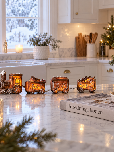 Pepparkakståg med LED-belysning – juldekoration