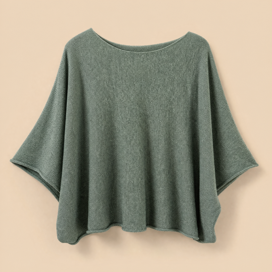 Ponchotröja i army – mjuk onesize i viskos och cashmere - bild 2