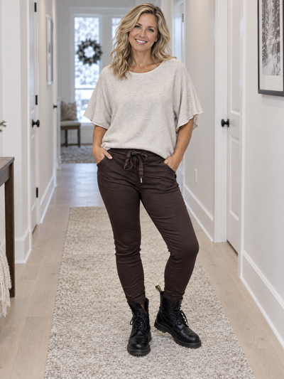 Ponchotröja beige – mjuk onesize i viscose och cashmere