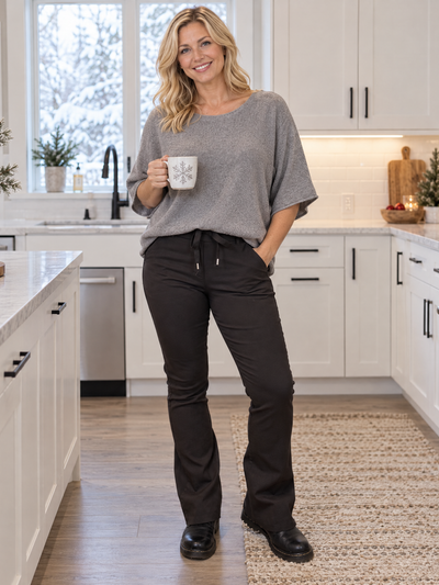 Ponchotröja taupe – mjuk onesize i viscose och cashmere