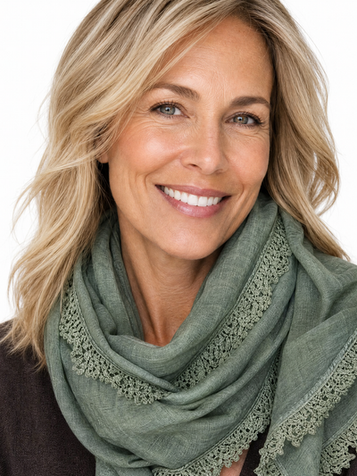 Scarf med brodyrkant – Army