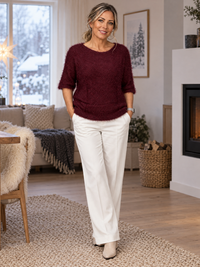 Parisa stickad tröja – vinröd