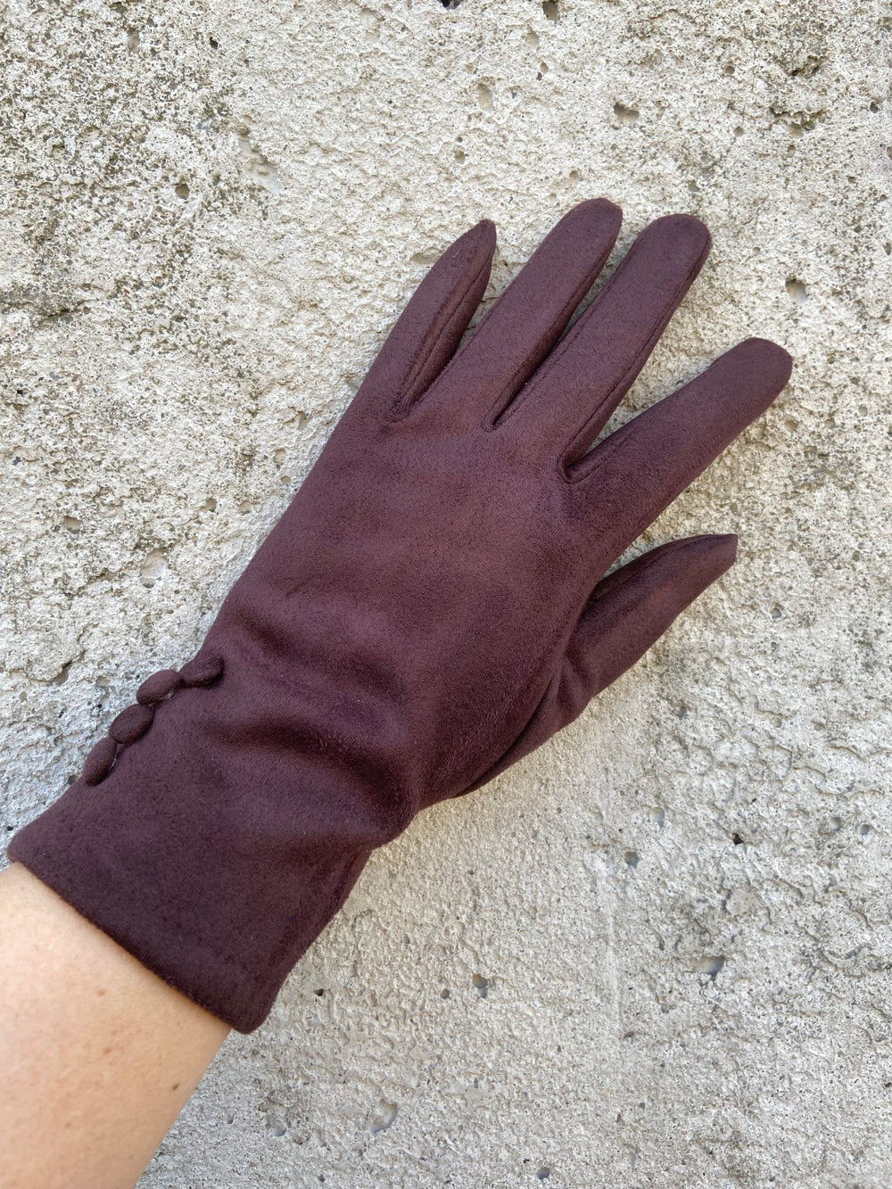 Handskar med knappar - Brun